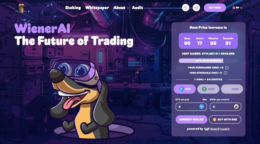 New AI Meme Coin ICO WienerAI Adds Trading Bot AI Companion Feature, Laps Up 0,000