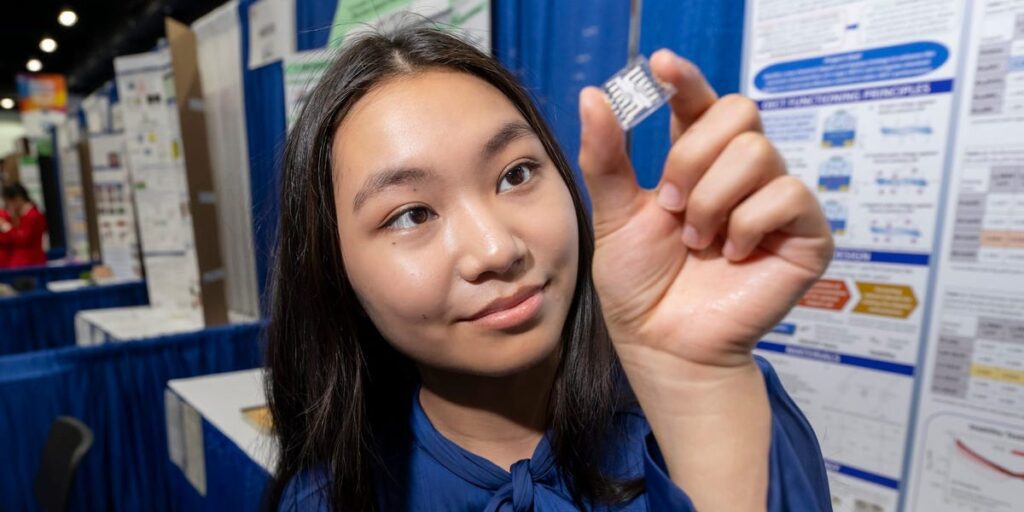 A 16-year-old took home ,000 for her award-winning discovery that could help revolutionize biomedical implants