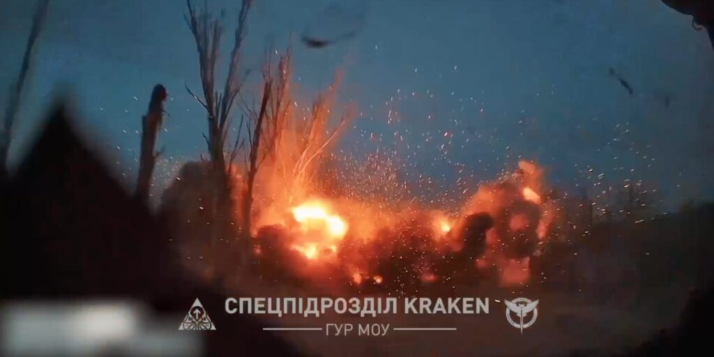 POV video of Ukrainian special forces in armored car making perilous dash as Russian shells appears to try to take them out