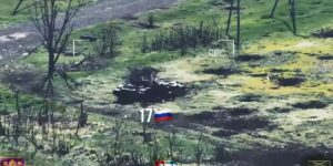 Ukraine highlights Russia’s ‘line of hell.’ Claim of dozens of tanks and military vehicles destroyed on one sector of the Donetsk front.