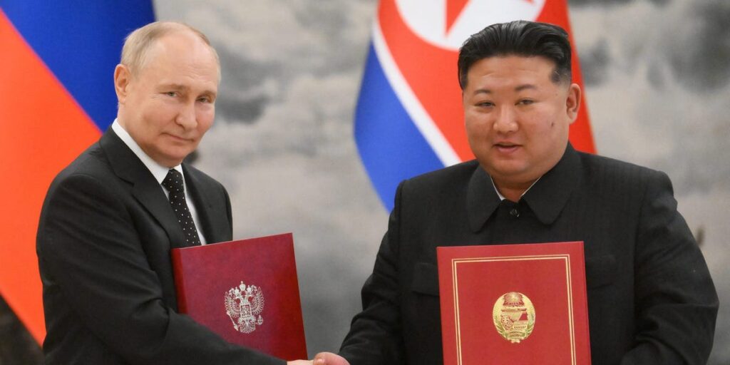 Putin and Kim Jong Un’s wartime pact sees the two autocrats one step closer to creating a world ‘safe for authoritarians,’ expert says