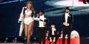 Travis Kelce says he told himself ‘don’t drop the baby’ while carrying Taylor Swift onstage at the Eras Tour