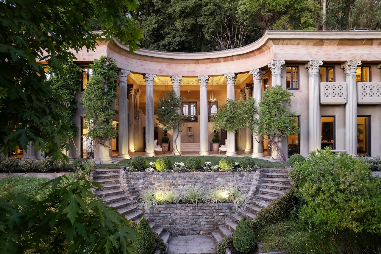 Gordon Getty's Greek Temple mansion in Berkeley, California.