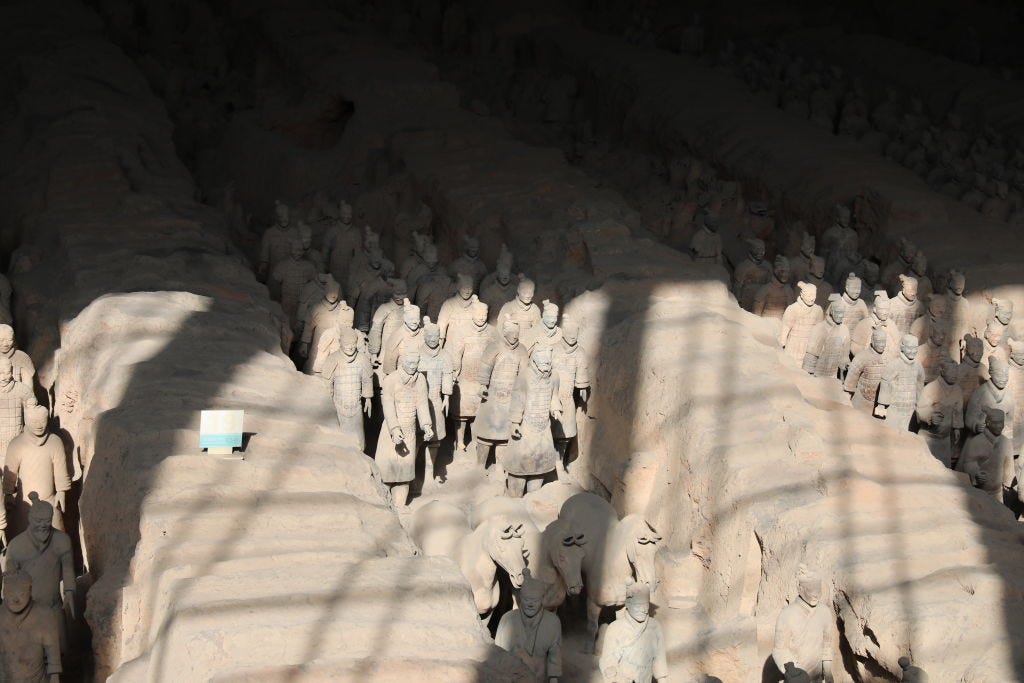 Rows of terracotta soldiers from Ancient China