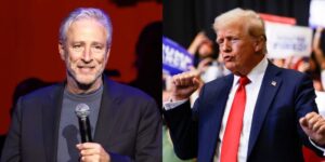 Jon Stewart says he thought the Trump-Musk X livestream was just ‘like two old dudes in a basement talking about how hot each other is’