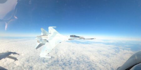 Video captures a Russian fighter jet dangerously ripping past a US F-16 during an intercept