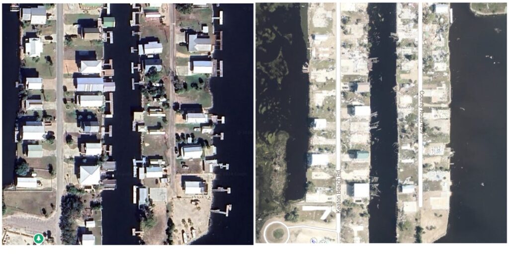 Before and after satellite photos show Hurricane Helene’s destruction of the Florida coast